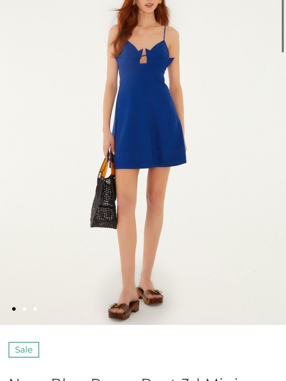 FARM Rio Cobalt Blue Spaghetti-Strap Mini Dress
